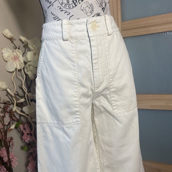 JOIE Linen Blend Wide Leg Culotte Pants Beige Sz 12 Summer Cool - Picture 2 of 8